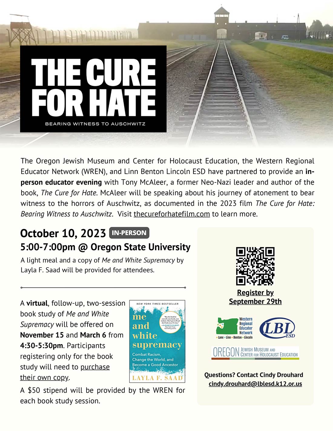 "The Cure for Hate" In-Person Educator Evening (October 10, 2023)