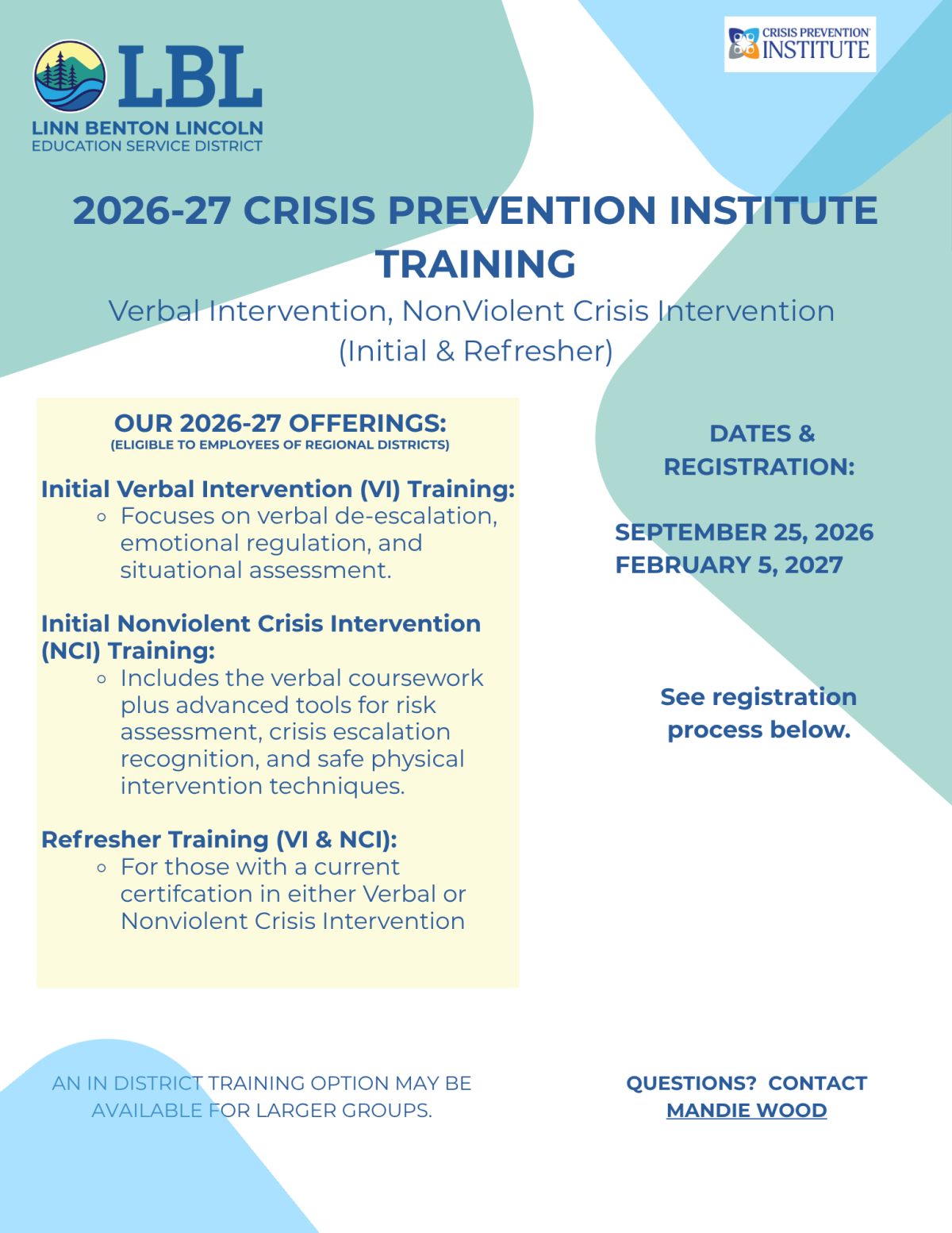 2026-27 WINTER Crisis Prevention Institute (CPI) Training